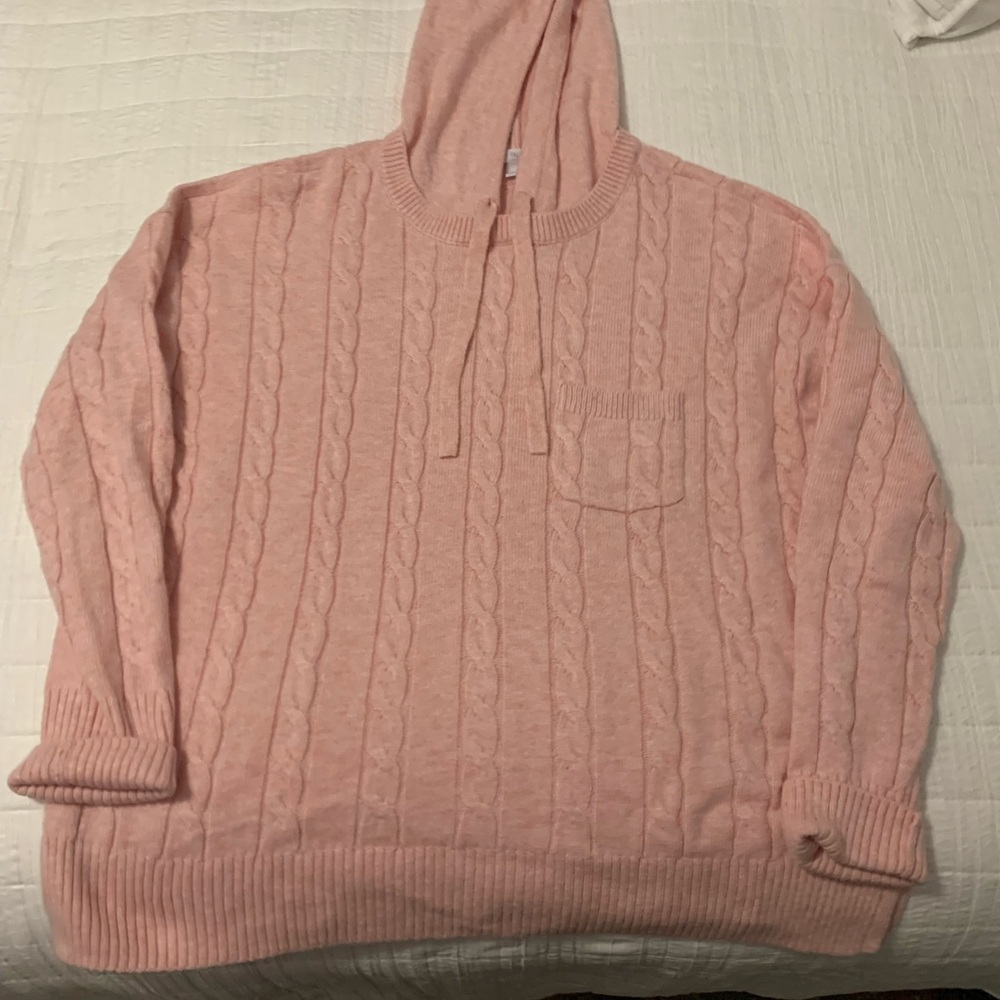 Talbots Soft Pink Sweater, Hoodie Style Crew Neck Size Large